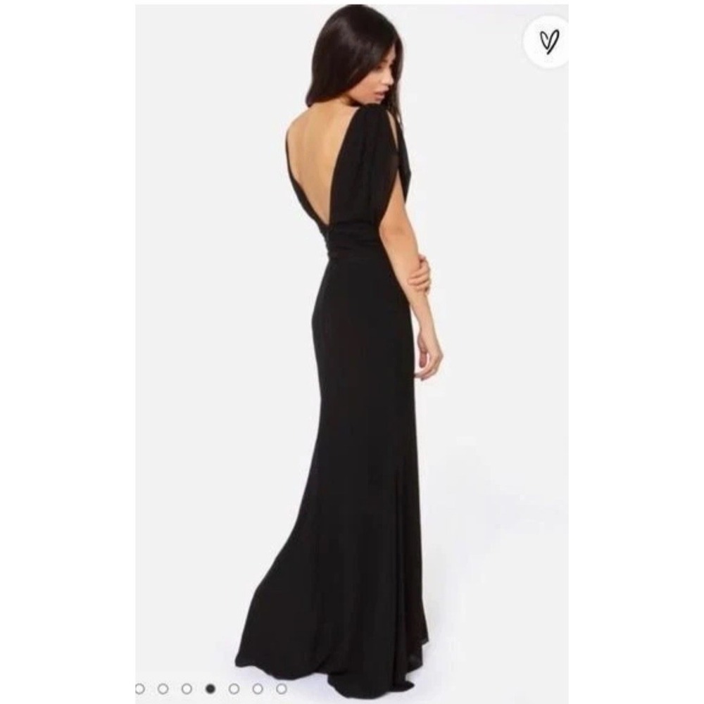 Bariano‎ Australia Black Corinne V-Neck Drape Sleeve Full Length Gown Size XL - Picture 2 of 16